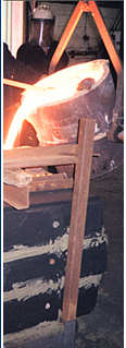 A picture of metal casting in operation.